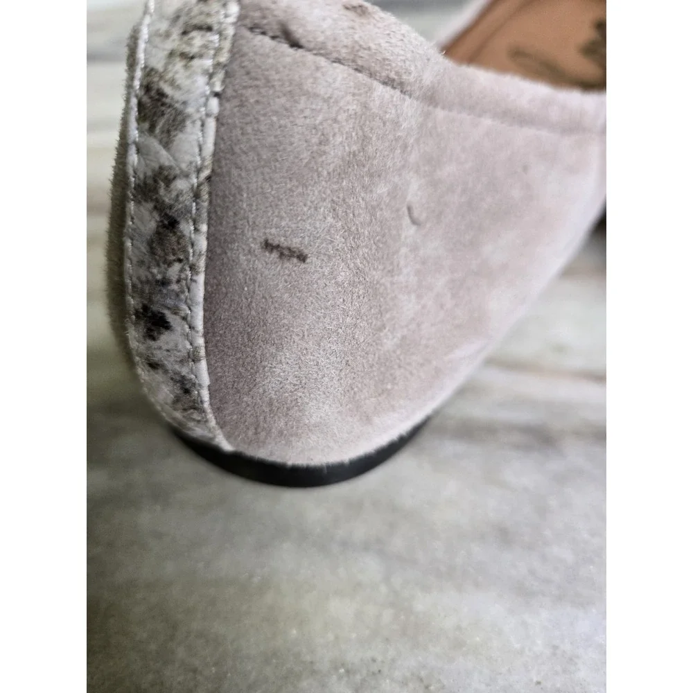Sam Edelman Baxton Suede Ballet Flats Taupe Snakeskin Size 9 Comfort Lightweight